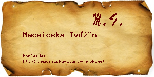 Macsicska Iván névjegykártya